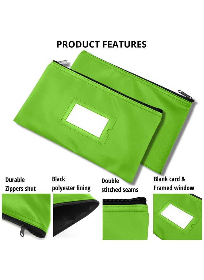 GIDABRAND - Money Bank Deposit Bag With Zipper | 11X6 Inch | Light Green | Durable Leatherette Money Cash Coin Check Wallet Pouch For Men & Women With Framed Id Window And Blank Card | By Gidabrand (1) - Image 1