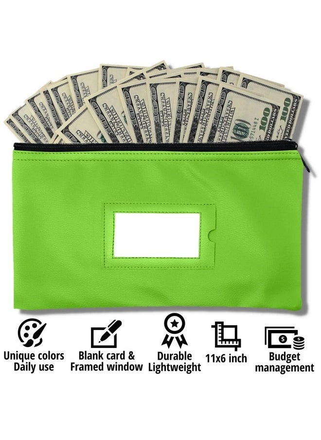 GIDABRAND - Money Bank Deposit Bag With Zipper | 11X6 Inch | Light Green | Durable Leatherette Money Cash Coin Check Wallet Pouch For Men & Women With Framed Id Window And Blank Card | By Gidabrand (1) - Image 1