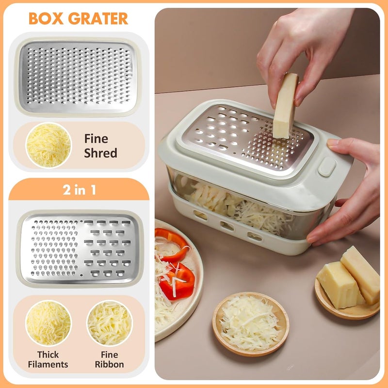 COOK A FUTURE Cheese Grater with Container and Lid,Glass Food Storage Box with Silicone Sleeves,Hand Chopper Graters,for Ginger, Vegetables, Butter, Chocolate & Nutmeg,for Microwave, Dishwasher, Oven - Image 4