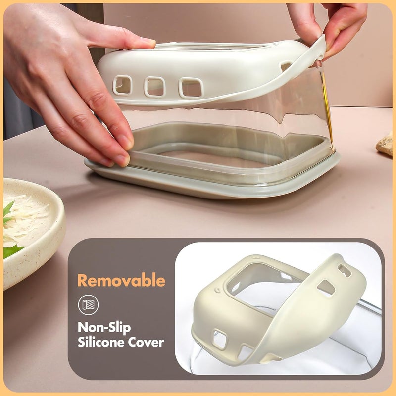 COOK A FUTURE Cheese Grater with Container and Lid,Glass Food Storage Box with Silicone Sleeves,Hand Chopper Graters,for Ginger, Vegetables, Butter, Chocolate & Nutmeg,for Microwave, Dishwasher, Oven - Image 5