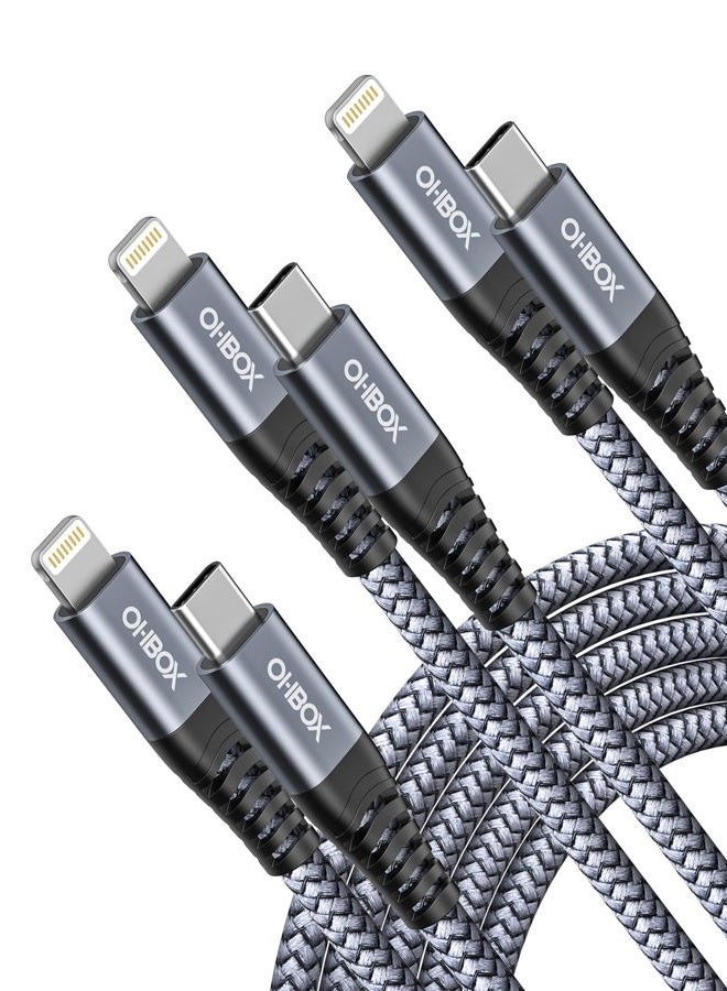 ohbox USB C to Lightning Cable 3Pack 6FT iPhone Fast Charger Cable USB-C iPhone Charging Cord Compatible with iPhone 14 13 13 Pro Max 12 12 Pro Max 11 XS XR X 8 iPad - Image 1