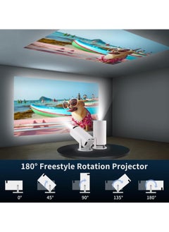 ELTRAZONE Mini 4K HD Projector – Portable 200 ANSI, 2.4/5G WiFi & Bluetooth, Auto Keystone Correction, 40"-130" Screen, 180° Flip, Android 11.0, Compact Round Design (White)  - Image 3