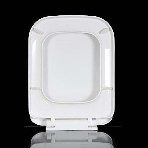 MLD FLI-089 Noise Proof Rectangular Shape Quiet Close European Italica Commode Soft Closing Hydraulic Plastic PP Polypropylene Toilet Seat Cover White Color - Image 1