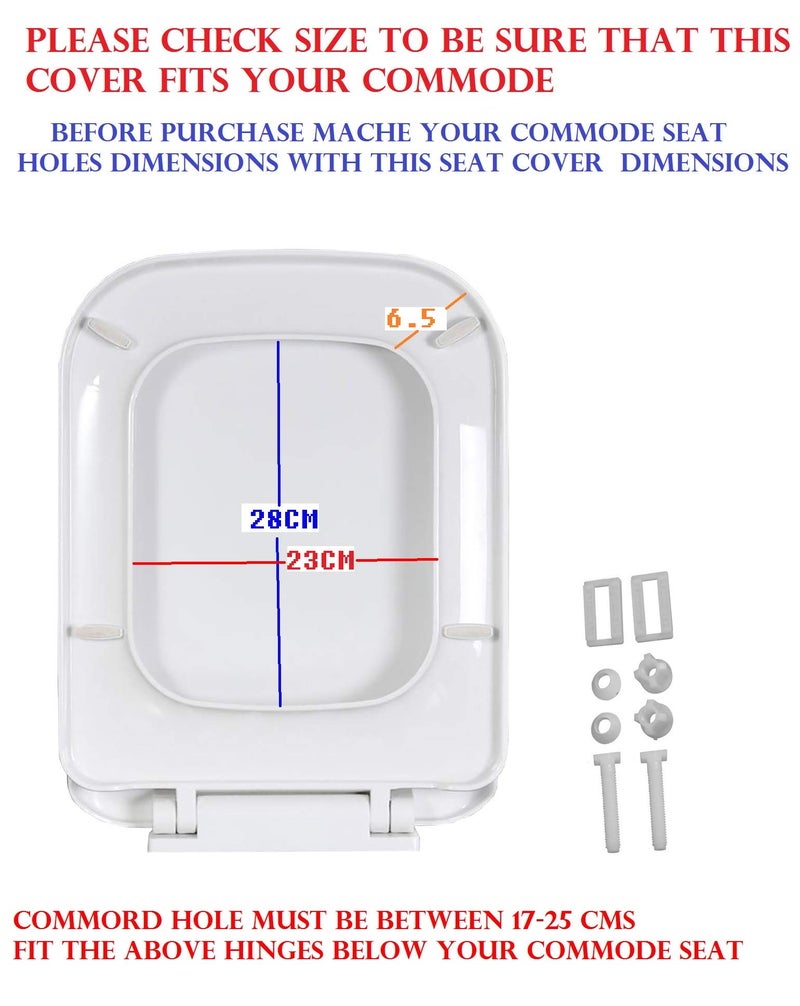 MLD FLI-089 Noise Proof Rectangular Shape Quiet Close European Italica Commode Soft Closing Hydraulic Plastic PP Polypropylene Toilet Seat Cover White Color - Image 3