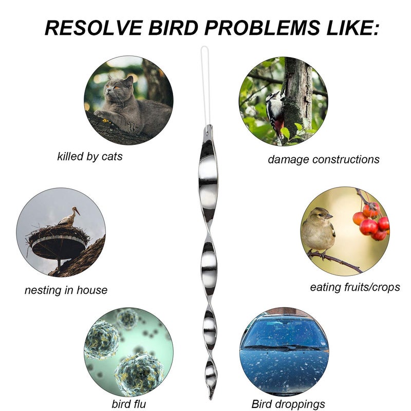 Besmon Woodpecker Bird Scare Devicesï¼ŒReflective Scare Rods Control Device to Keep Birds Away from Patio Poolï¼ˆChristmas Reflective Strip Hanging Home as Decorationï¼‰ (12PCS) - Image 3