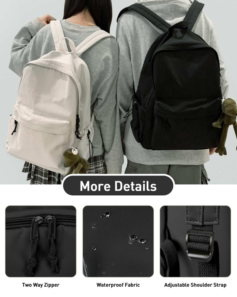 BJLFS Black School Backpack for Girls Women, Waterproof High School Book Bag Cute Backpack for Men Teens Boys, Small Lightweight Simple Basic Middle School Back Pack Daypack Mochilas Escolares para - Image 3