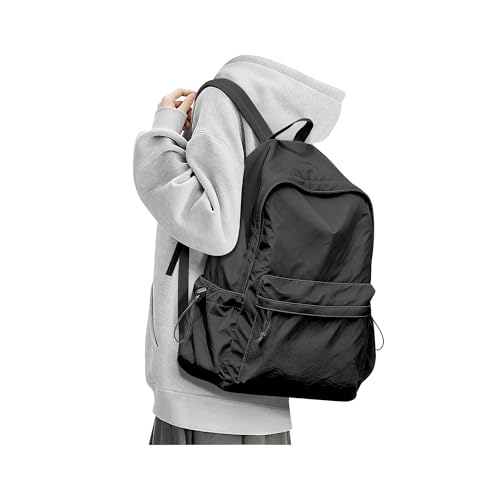 BJLFS Black School Backpack for Girls Women, Waterproof High School Book Bag Cute Backpack for Men Teens Boys, Small Lightweight Simple Basic Middle School Back Pack Daypack Mochilas Escolares para - Image 1