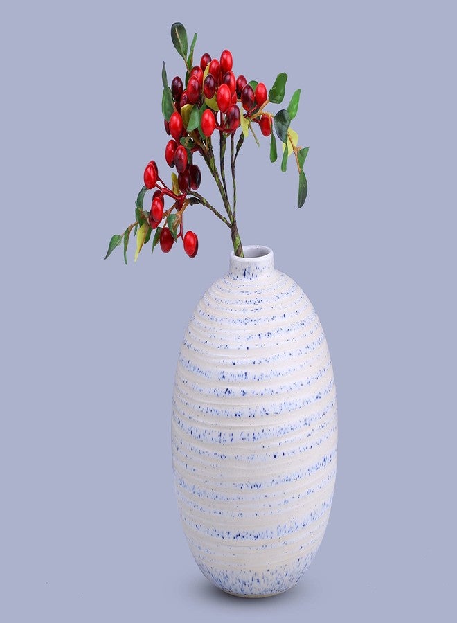 Caffeine Ceramic Handmade White Matki Shape Flower Vase (1 Pcs) - Image 1