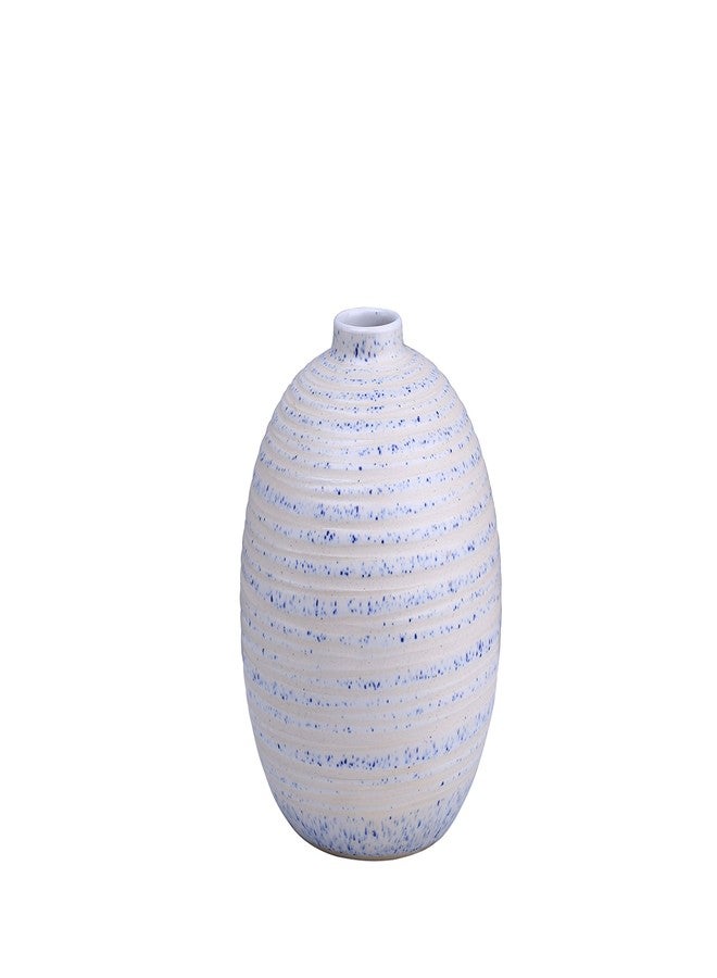 Caffeine Ceramic Handmade White Matki Shape Flower Vase (1 Pcs) - Image 3