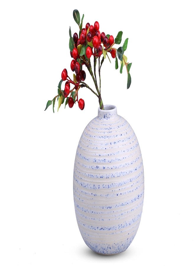 Caffeine Ceramic Handmade White Matki Shape Flower Vase (1 Pcs) - Image 2