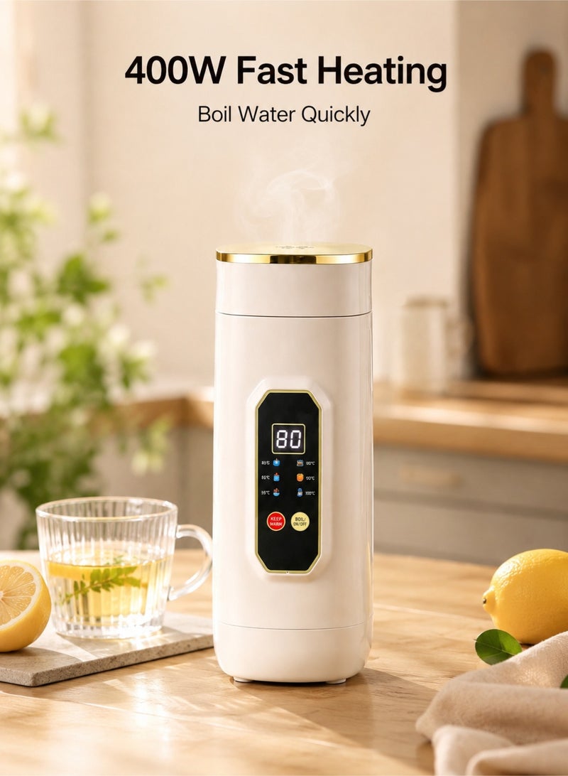 MACAIIROOS Portable Travel Electric Kettle 650ml Temperature Control Water Boiler 304 Stainless Steel Fast Boil Keep Warm Mini Tea Coffee Kettle for Office Home Baby Formula Travel - Image 2