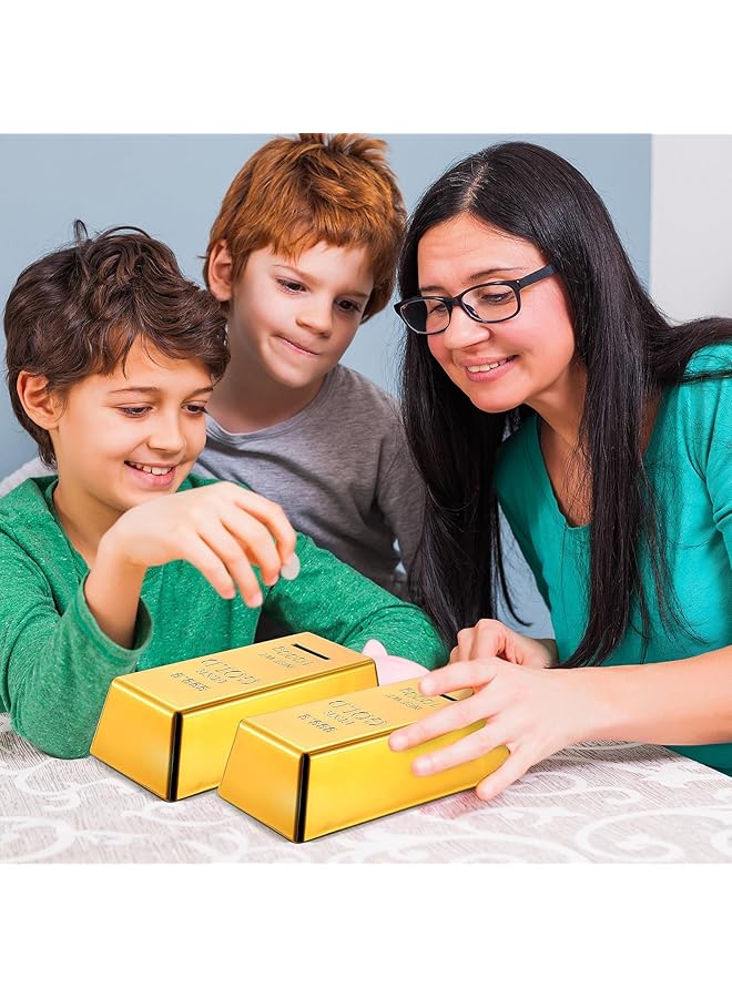 Gold Bullion Bars Saving Money Box 6.5 In Fake Gold Bar Coin Bank Unbreakable Plastic Replica Bullion Brick Money Pot Money Saving Box For Kid Adult Novelty Decor Gifts For Birthday Festiaval 3Pcs