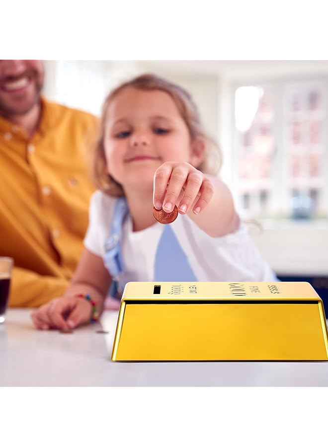 Gold Bullion Bars Saving Money Box 6.5 In Fake Gold Bar Coin Bank Unbreakable Plastic Replica Bullion Brick Money Pot Money Saving Box For Kid Adult Novelty Decor Gifts For Birthday Festiaval 3Pcs