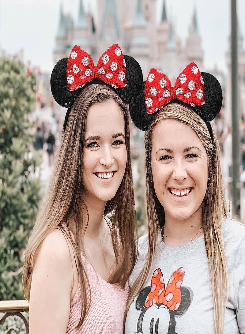 Loquat Mouse Ears Headbands 2Pcs Headbands Shiny Bows Glitter Party Decoration Classic Ears Cosplay Costume for Women Girls Amusement Park Hair Accessories Parties Role Playing - Image 5