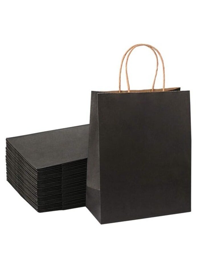 PROMASS Sdootjewelry Black Gift Bags, Kraft Paper Gift Bags With Cotton Handle, 50 Pcs Heavy Duty Matte Tote Paper Bags, Shopping Bags- 8.3 X 4.3 X 10.6" - Image 1