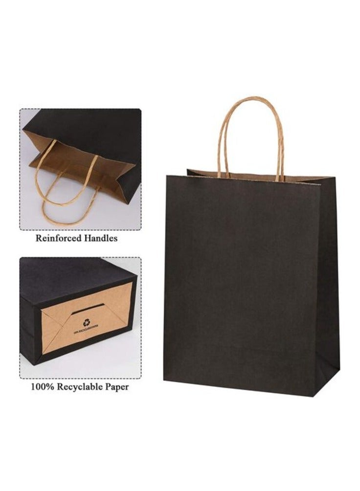 PROMASS Sdootjewelry Black Gift Bags, Kraft Paper Gift Bags With Cotton Handle, 50 Pcs Heavy Duty Matte Tote Paper Bags, Shopping Bags- 8.3 X 4.3 X 10.6" - Image 2