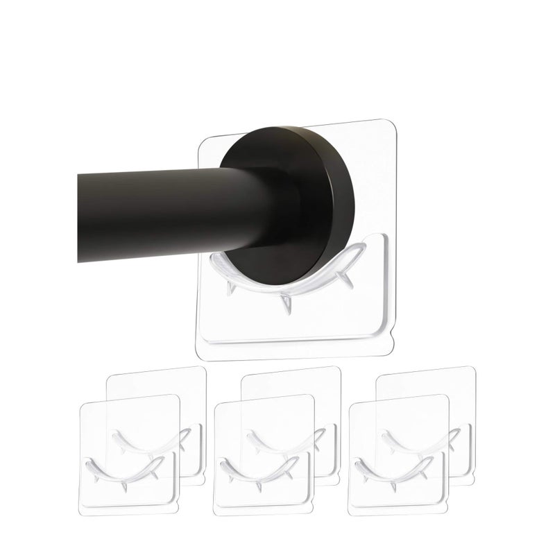 Zikra 6 Piece Adhesive Shower Curtain Rod Holder, Adhesive Wall Mounted Shower Rods Holder Drill-Free Install, Adhesive Rod Mount Retainer, No Drilling, Not Include Shower Curtain Rod - Image 1