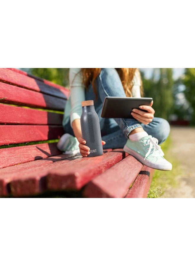 BUILT Ceramic Water Bottle with Cork Lid, 17-Ounce, Blue Reactive - Image 4