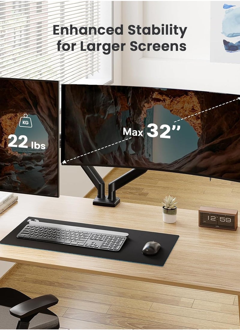 Monitor Stand - Full Adjustable Monitor Desk Mount Swivel Vesa Bracket with C Clamp, Grommet Mounting Base for 13 to 32 Inch Computer Screens