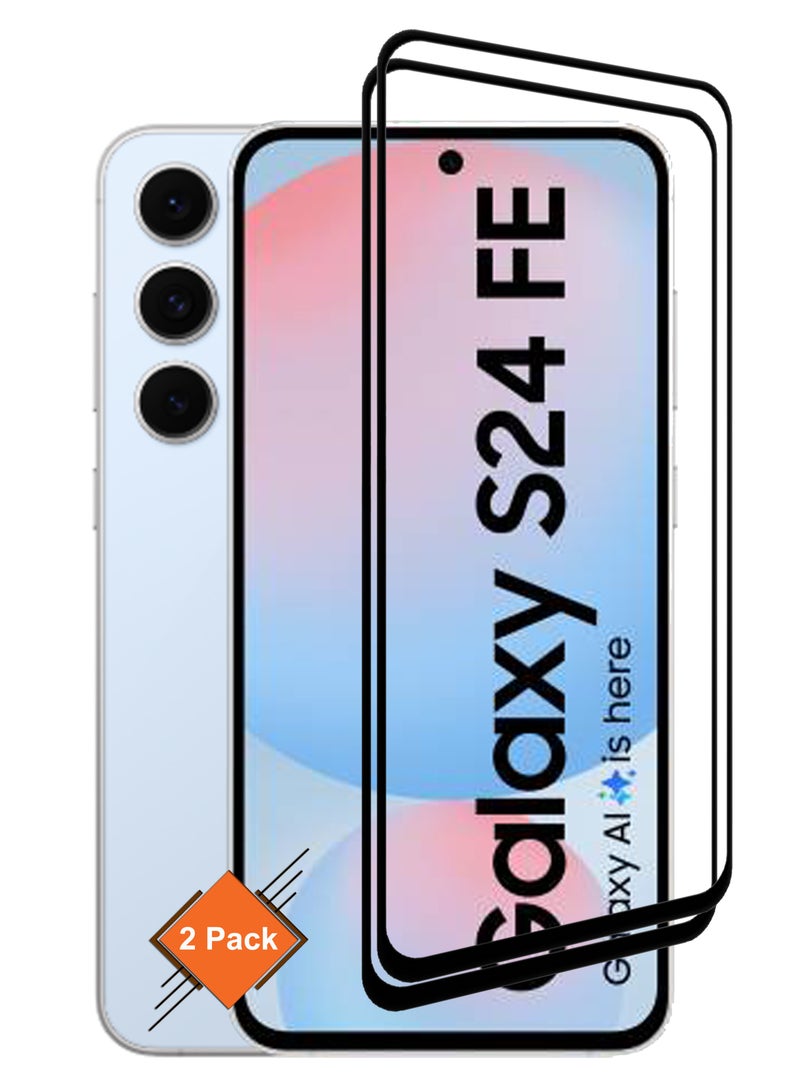 For Samsung Galaxy S24FE - [2 Pack] Tempered Glass Screen Protector - Advanced Border-Less Full Edge to Edge ,Shatterproof , High Responsiveness , Higher Transparency , Quick to Install ,Anti-scratch and Bubble-free Screen Protector - Black - Image 1