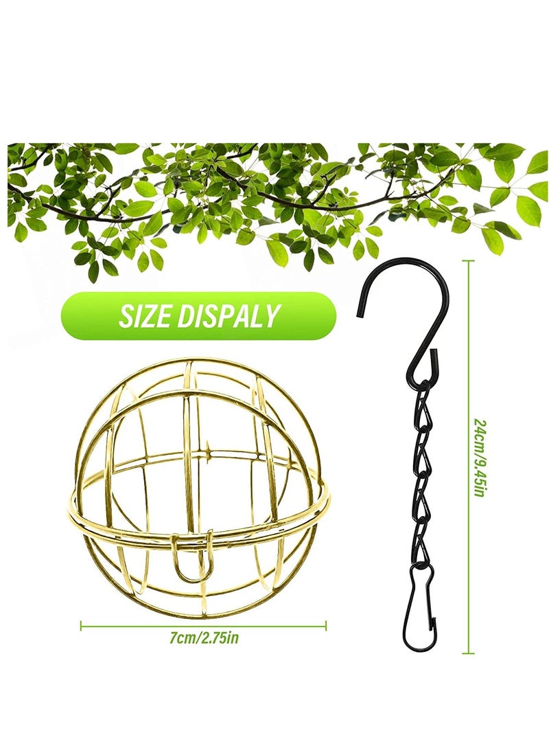 SYOSI Suet Bird Feeder Outdoor Hanging Bird Feeders with Hooks Durable Gold Metal Bird Suet Balls Feeders Easy to Fill Attract Various Outdoor Wild Birds for Wild Birds Outdoor Garden Gold  - Image 3