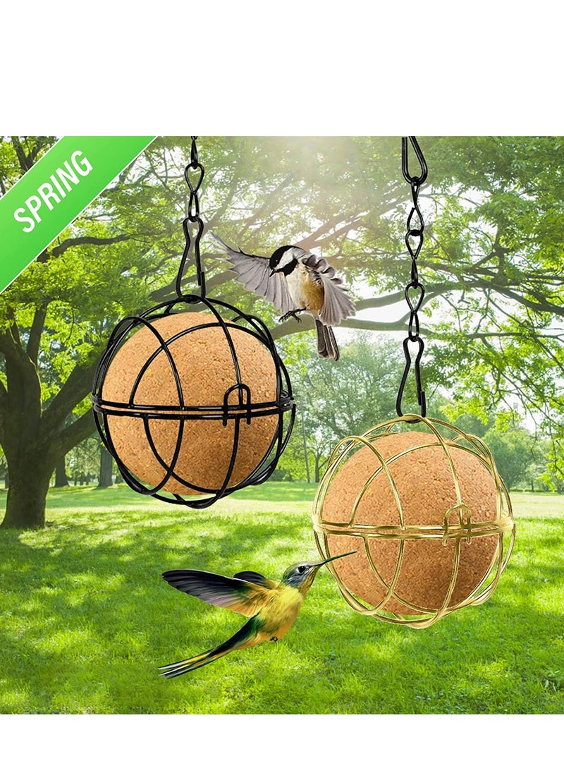 SYOSI Suet Bird Feeder Outdoor Hanging Bird Feeders with Hooks Durable Gold Metal Bird Suet Balls Feeders Easy to Fill Attract Various Outdoor Wild Birds for Wild Birds Outdoor Garden Gold  - Image 5