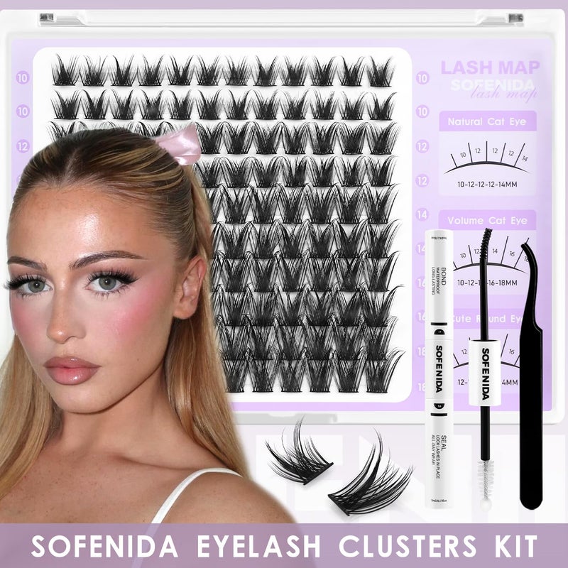 SOFENIDA Lash Clusters Kit Wispy Lash Clusters Cluster Eyelash Extensions 10-18mm Lash Extension Kit Eyelash Cluster Eyelash Extensions Waterproof DIY Individual Lashes Clusters with Soft Thin Band - Image 5