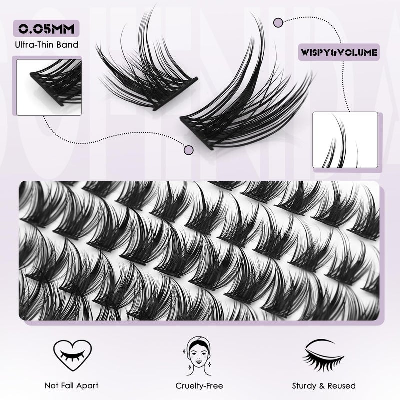 SOFENIDA Lash Clusters Kit Wispy Lash Clusters Cluster Eyelash Extensions 10-18mm Lash Extension Kit Eyelash Cluster Eyelash Extensions Waterproof DIY Individual Lashes Clusters with Soft Thin Band - Image 2