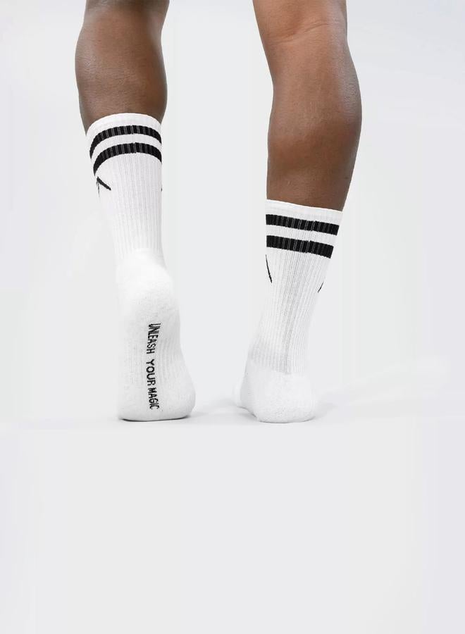 Wizard Pack of 3 - White Stripes Crew Cotton Socks - Image 2