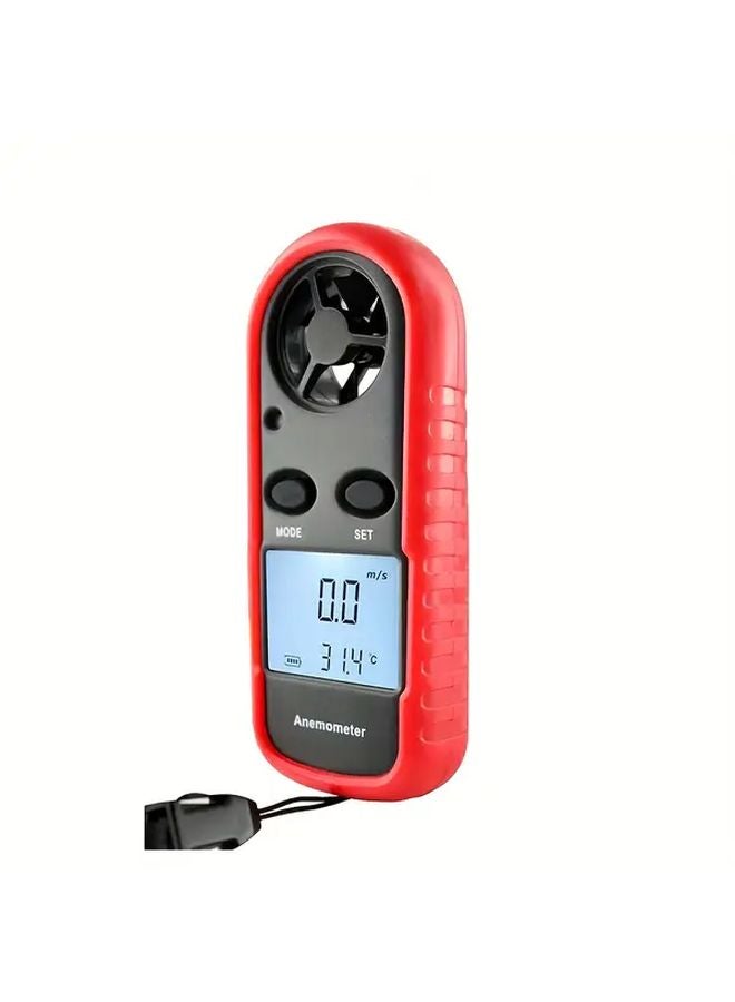 Red Mini Digital Anemometer With Lcd Backlight For Air Speed Temperature Measurement - Image 5