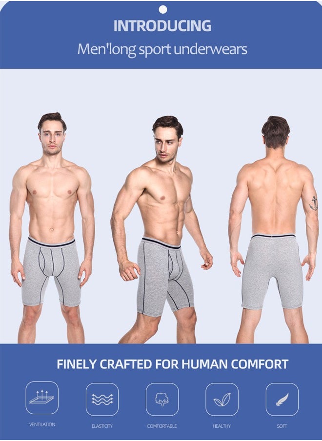 Generic - 3 Pack Stretch Boxer Brief Underwear for Mens Soft Comfy Breathable Classics Cotton Plain Underwear Sport Open Fly Shorts,Long Underwear Mens - Image 1