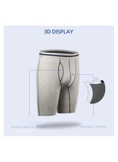 Generic 3 Pack Stretch Boxer Brief Underwear for Mens Soft Comfy Breathable Classics Cotton Plain Underwear Sport Open Fly Shorts,Long Underwear Mens  - Image 3
