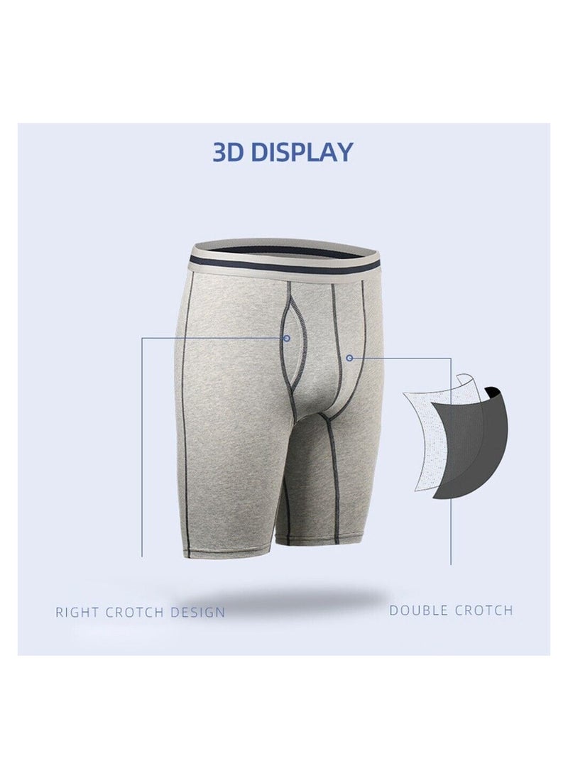 Generic - 3 Pack Stretch Boxer Brief Underwear for Mens Soft Comfy Breathable Classics Cotton Plain Underwear Sport Open Fly Shorts,Long Underwear Mens - Image 1