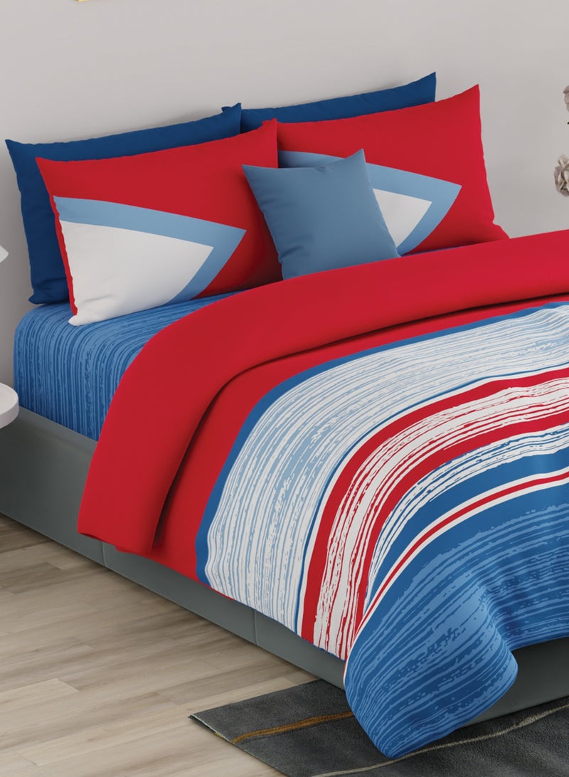 United Colors of Benetton Rainbow 210 TC Super King Bedsheet with 2 Pillow covers Red - Image 1