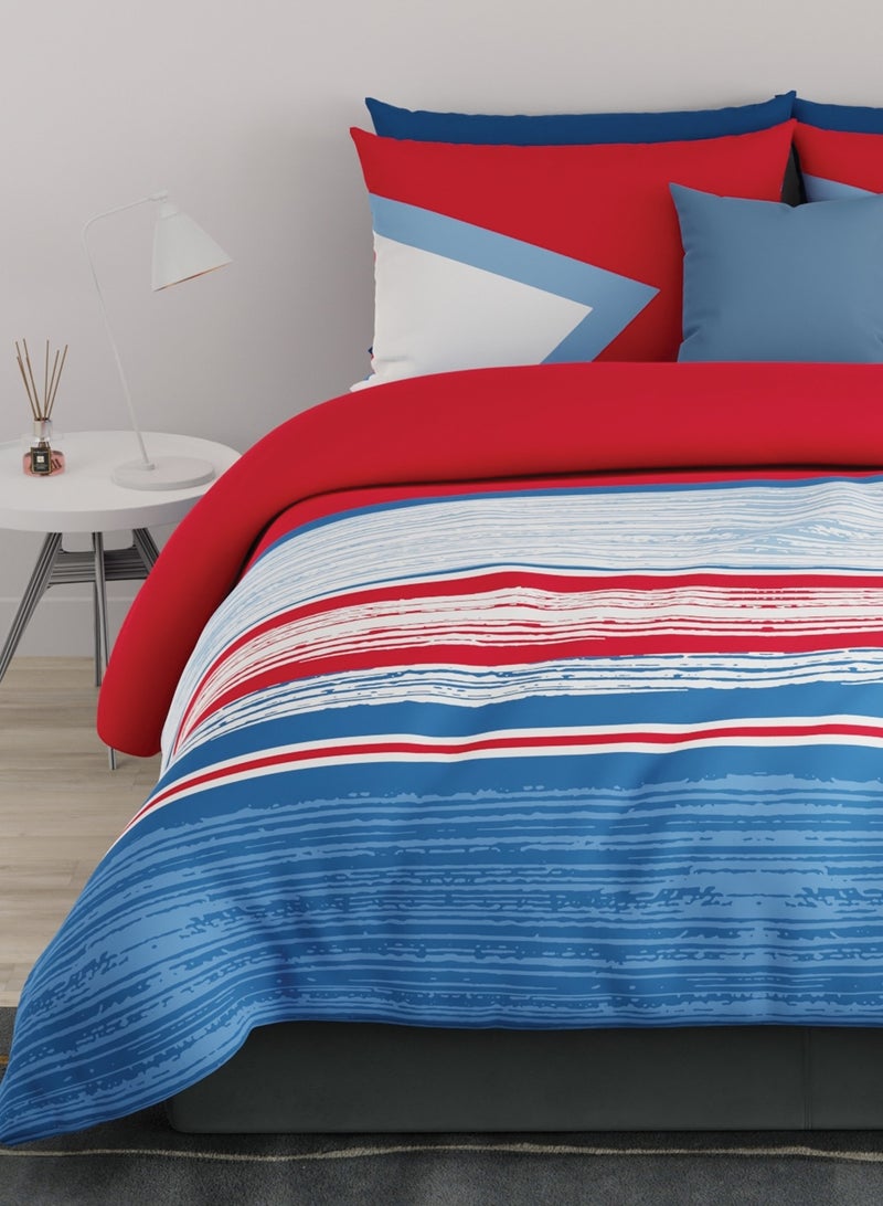 United Colors of Benetton Rainbow 210 TC Super King Bedsheet with 2 Pillow covers Red - Image 3