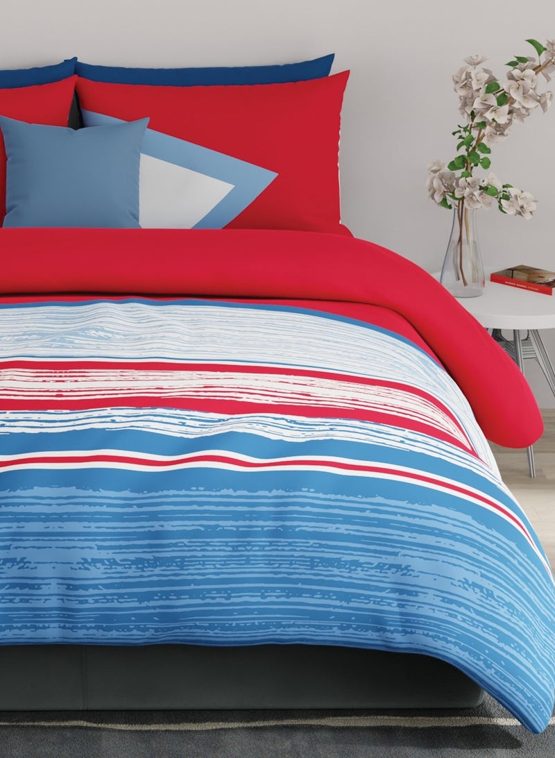 United Colors of Benetton Rainbow 210 TC Super King Bedsheet with 2 Pillow covers Red - Image 4