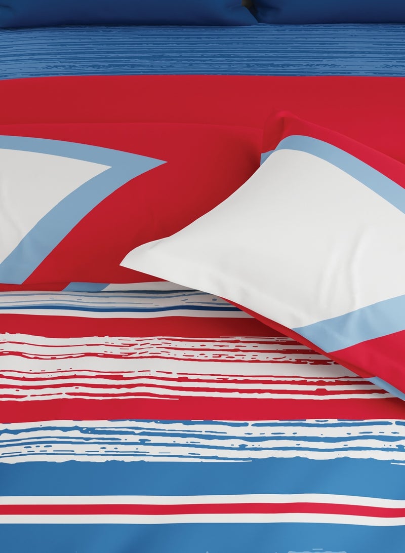 United Colors of Benetton Rainbow 210 TC Super King Bedsheet with 2 Pillow covers Red - Image 5