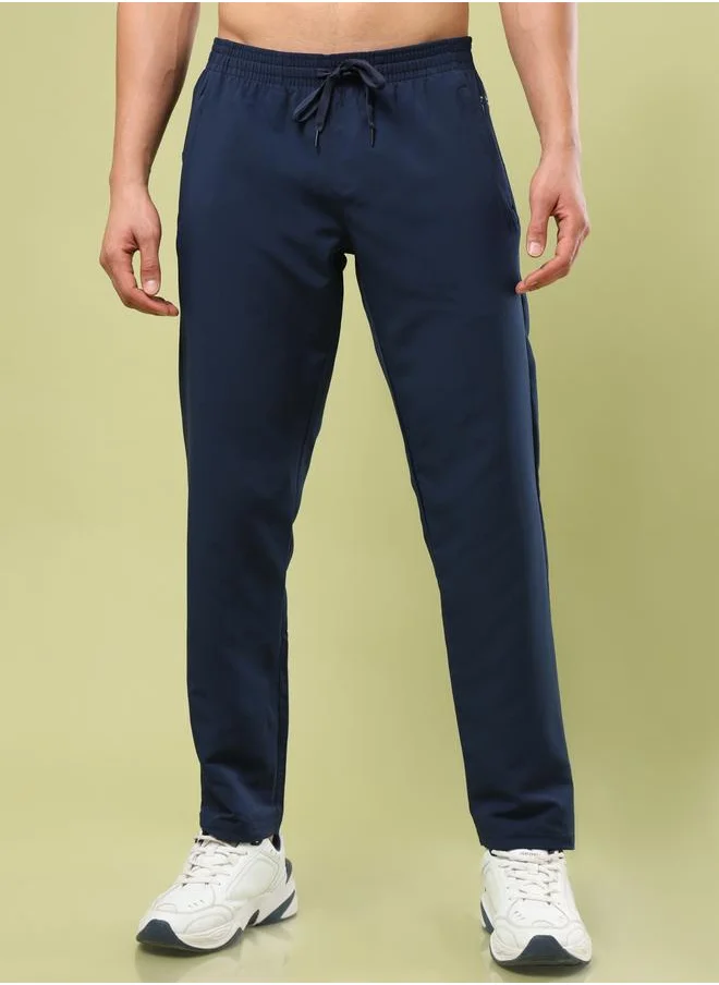 تكنوسبورت Technosport Solid Elasticated Trackpants with Pockets