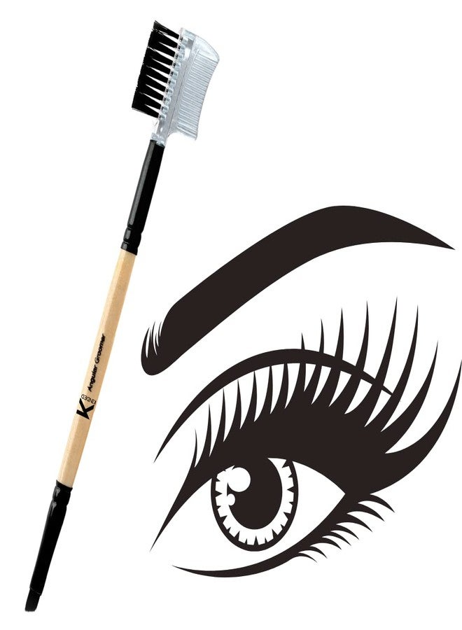 KINDED Eyelash Eye Brow Grooming and Angular Double Sided 2 in 1 Eyes Makeup Brush Professional Series for Makeup with Smooth Soft Synthetic Bristles Anti Rust Aluminium Ferrule Wooden Handle Grip - Image 5