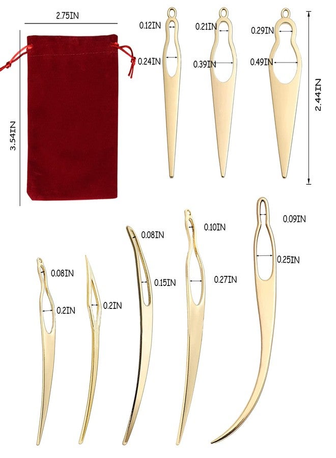 Frutain 8 Pcs Interlocking Tool for Locs and 1 Storage Velvet Bag Dreadlock Crochet Needle Easy Hair Loc Needle Tools for Dreads Hair Tightening Loc Accessories Interlocks or Sisterlocks Gold - Image 2