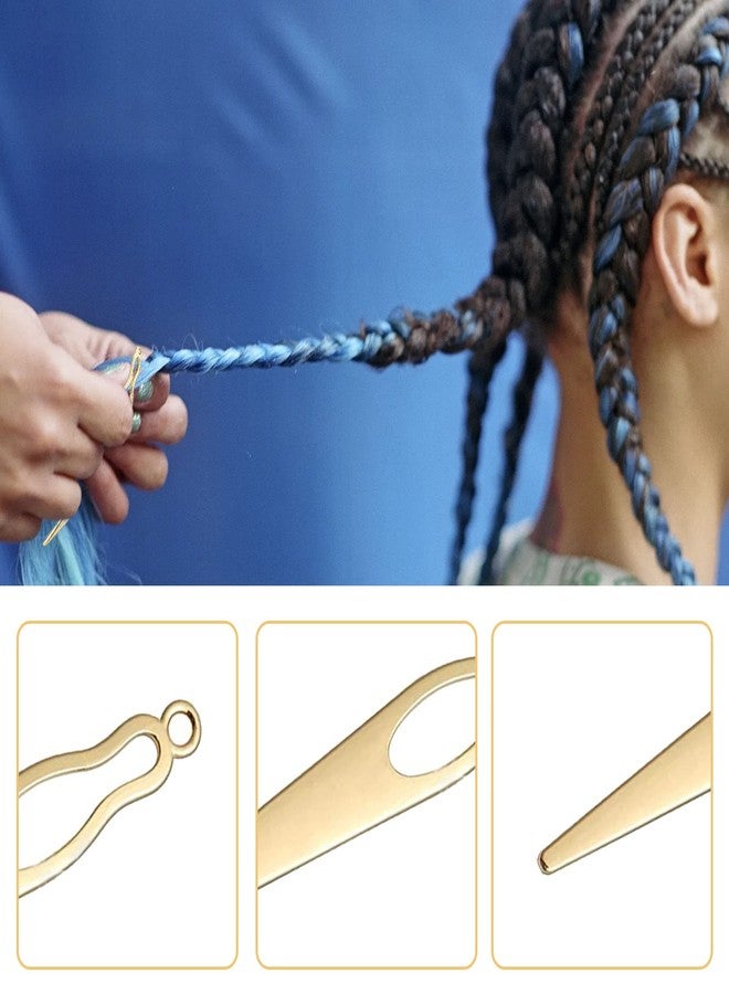 Frutain 8 Pcs Interlocking Tool for Locs and 1 Storage Velvet Bag Dreadlock Crochet Needle Easy Hair Loc Needle Tools for Dreads Hair Tightening Loc Accessories Interlocks or Sisterlocks Gold - Image 3