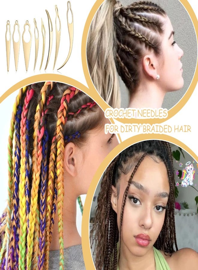 Frutain 8 Pcs Interlocking Tool for Locs and 1 Storage Velvet Bag Dreadlock Crochet Needle Easy Hair Loc Needle Tools for Dreads Hair Tightening Loc Accessories Interlocks or Sisterlocks Gold - Image 5