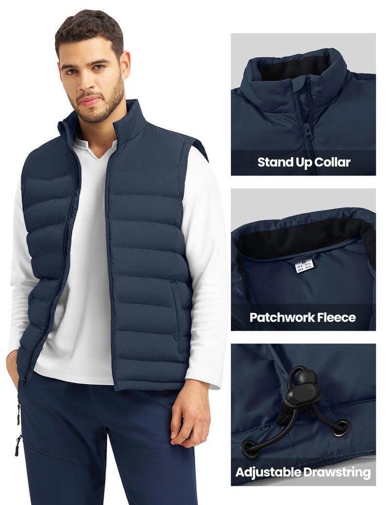 TBMPOY Men's Winter Insulated Puffer Vest Outerwear Lightweight Warm Quilted Bubble Puffy Sleeveless Jackets for Running Golf Navy Blue,XL - Image 5