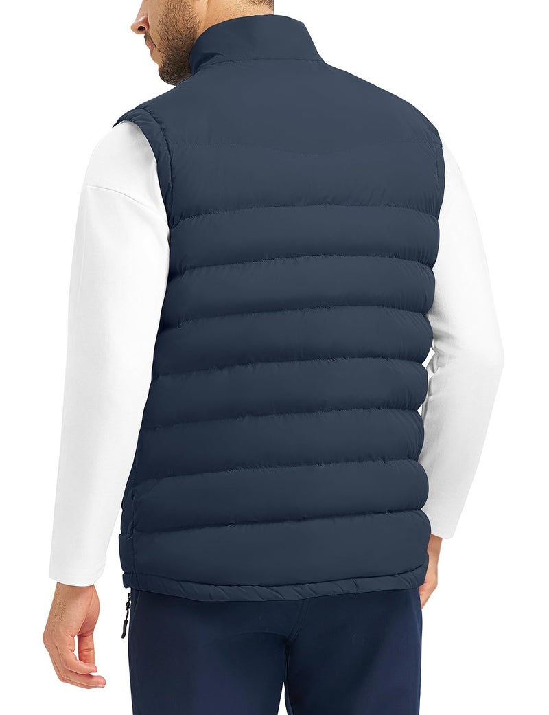 TBMPOY Men's Winter Insulated Puffer Vest Outerwear Lightweight Warm Quilted Bubble Puffy Sleeveless Jackets for Running Golf Navy Blue,XL - Image 2