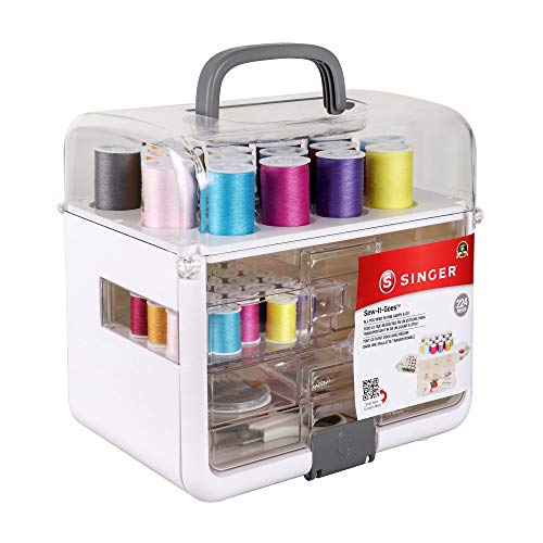 Singer Sew-It-Goes, 224 Piece - Sewing Kit & Craft Organizer - Sewing Case Storage with Machine Sewing Thread, White - Image 1