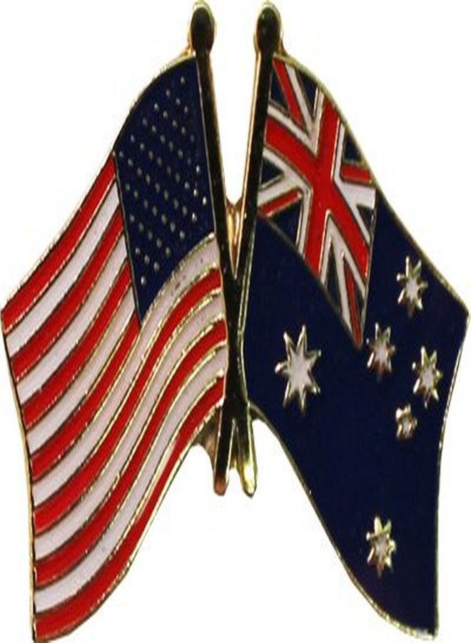 Flagline USA and Australia Flag Die-struck Metal Friendship Lapel Pin with Butterfly Clasp Closure - Image 2