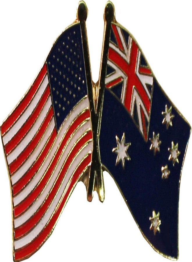 Flagline USA and Australia Flag Die-struck Metal Friendship Lapel Pin with Butterfly Clasp Closure - Image 1