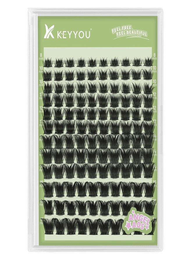 KEYYOU LASH clusters 144Pcs D Curl Angel Eyelash Extension Thick Wispy Natural Band Lash with Waterproof DIY Lash Extension at Home（Angel A05-D-8-18MIX） - Image 1