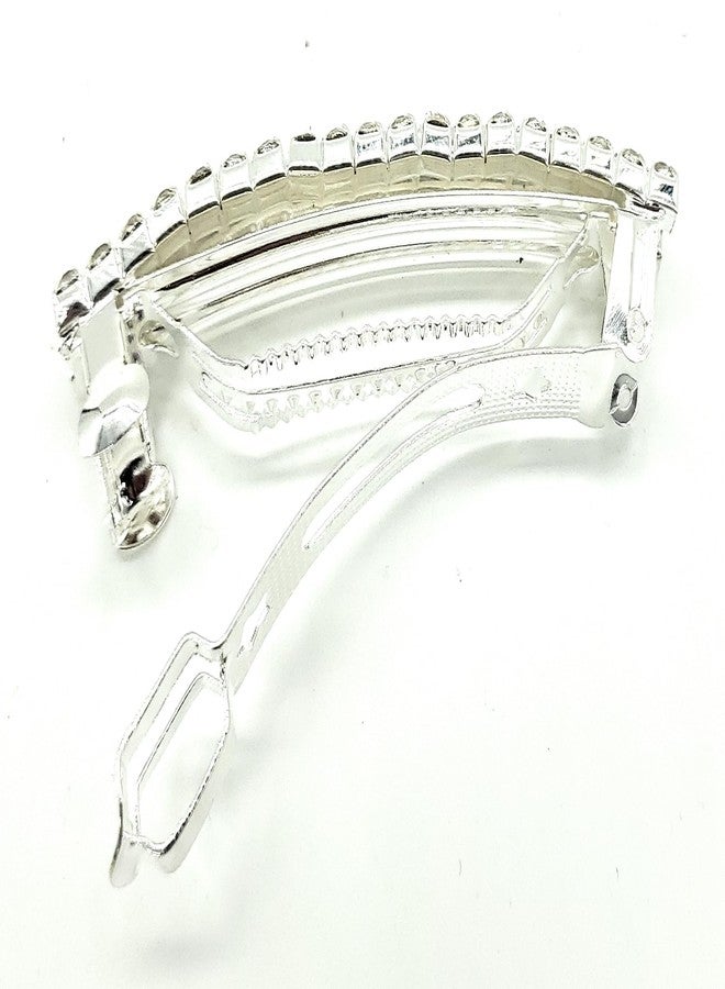 Good Hair Days 3" 3-Row Crystal Rhinestone Hair Barrette - Silver-Plated French Barrette for All Hair Types - Sparkly Hair Accessory for Women, Weddings, Bridal, Prom, Gifts, Parties - Image 3