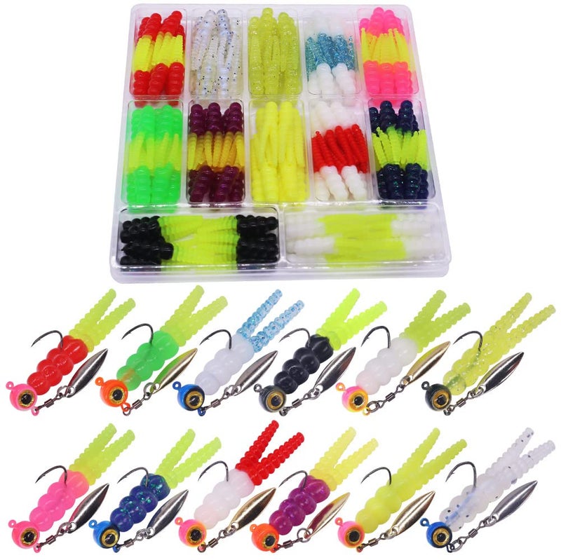 XFISHMAN Crappie Jigs and Lures Kit -135 & 40 Piece Set with Plastics, Jig Heads, Split-Tail Grub Baits - Perfect for Crappie Fishing, Panfish Lures - Image 1
